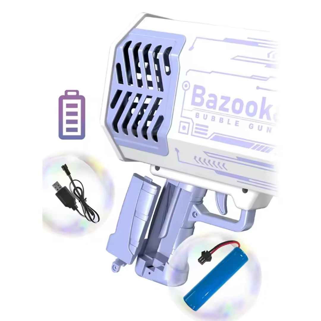 Bazooka Bubble Gun – Multi-Hole Light-Up Blaster &amp; Fan