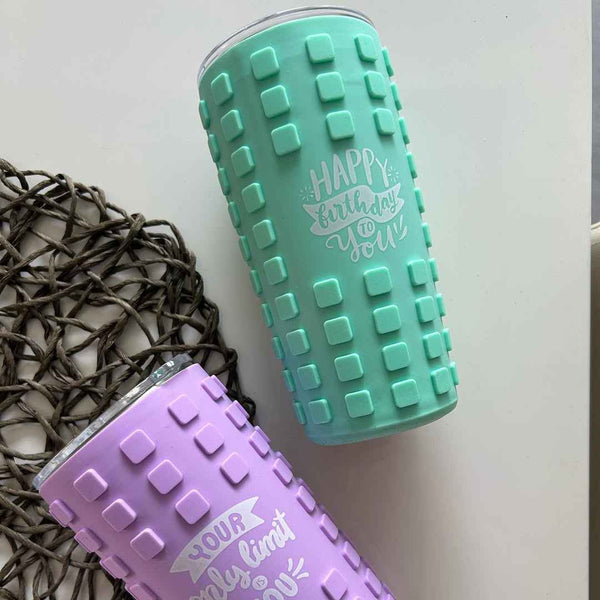 Funky Grid Grip Tumbler 🔲 – 500ml Bold Energy