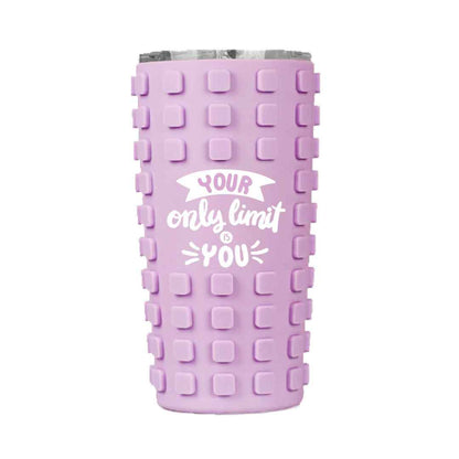 Funky Grid Grip Tumbler 🔲 – 500ml Bold Energy